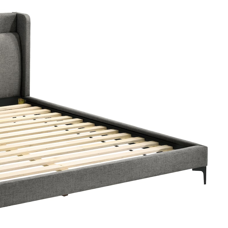 Legend 3 or 4 Piece Gray Fabric King or Queen Platform Bed and Nightstands Bedroom Set