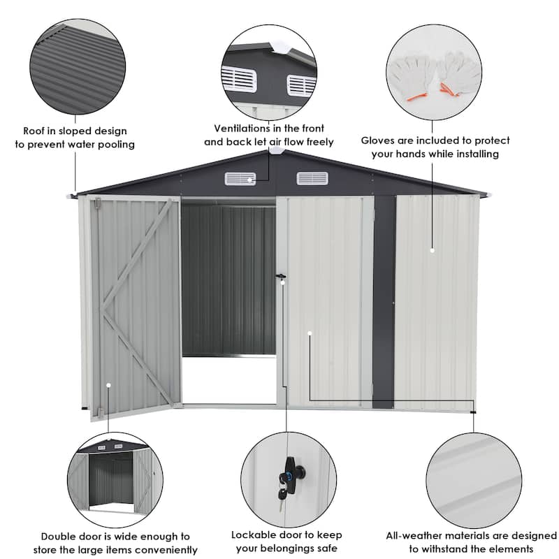 8' x 10' Outdoor Metal Storage Shed