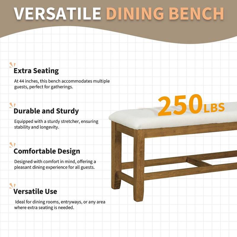 6 PCS Farmhouse Dining Table Set for 6 with Extendable Oval Table