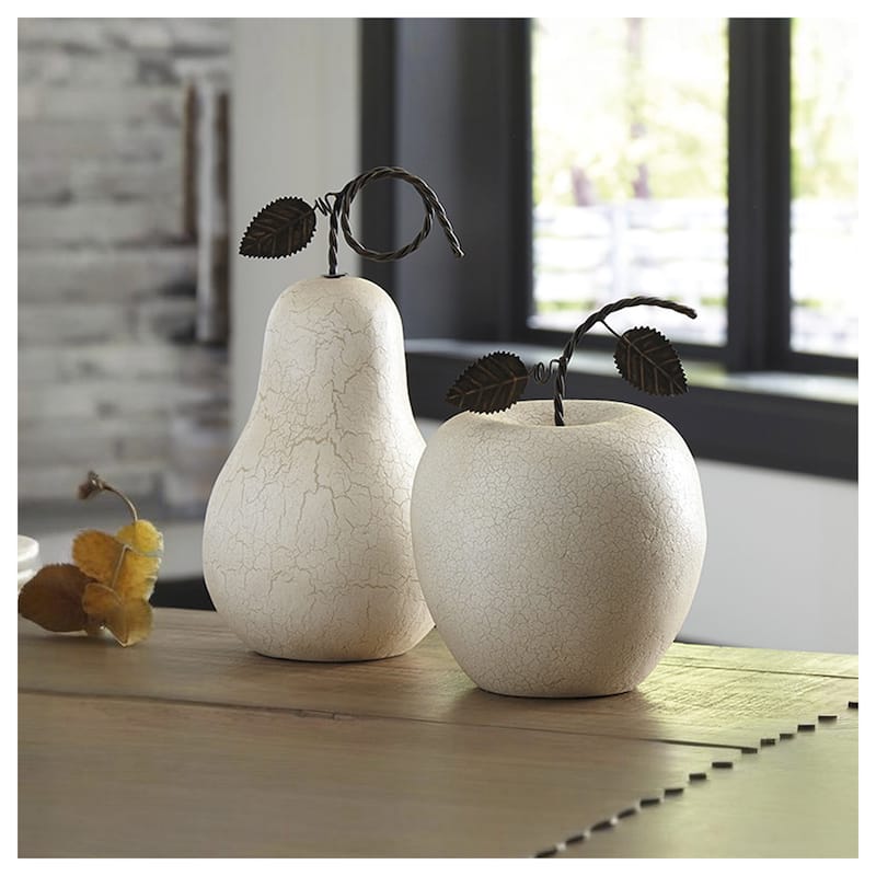 Bidelia 2-Piece Apple and Pear Sculpture - 7" W x 7" D x 14" H