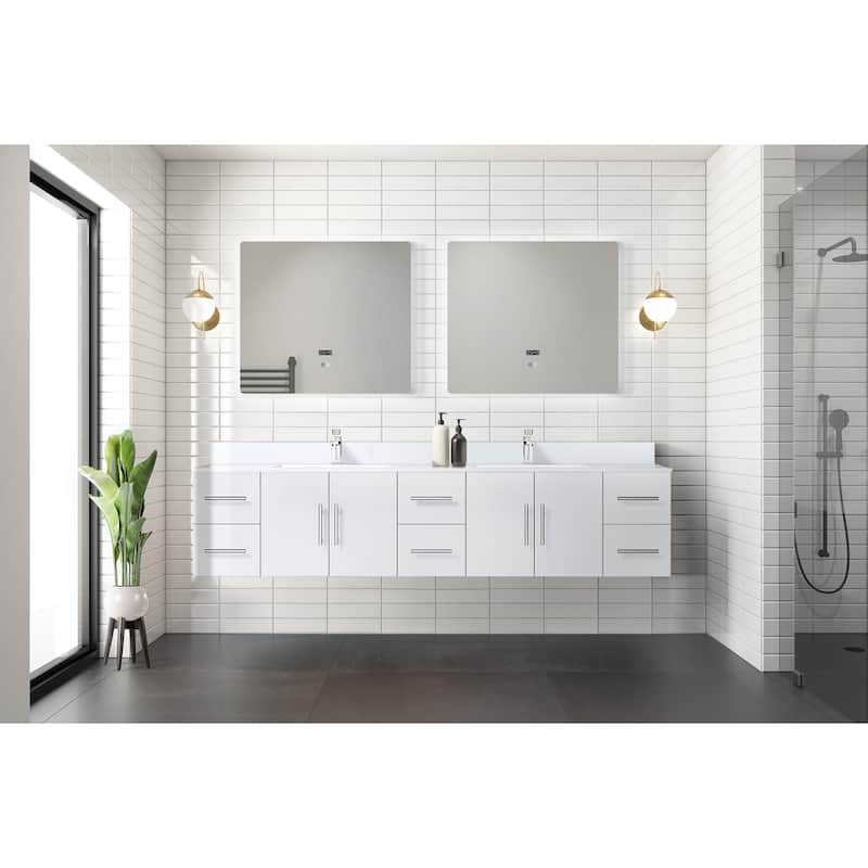 Geneva 84 in. W x 22 in. D Dark Grey Double Bath Vanity and Cultured Marble Top
