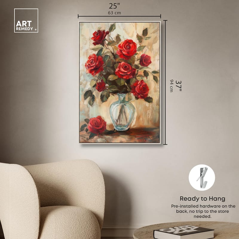 Ruby Roses in Riad Glass Canvas by Art Remedy