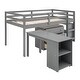 preview thumbnail 27 of 35, Low Loft Bed with Cabinet ,Shelves and Rolling Portable Desk