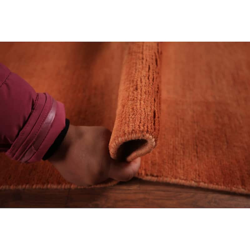 Orange Gabbeh Modern Area Rug Hand-Knotted Bedroom Wool Carpet - 6'6" x 9'7"