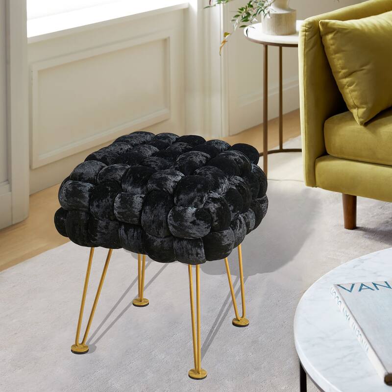 Home Soft Things Crushed Velvet Pouf Stool Ottoman