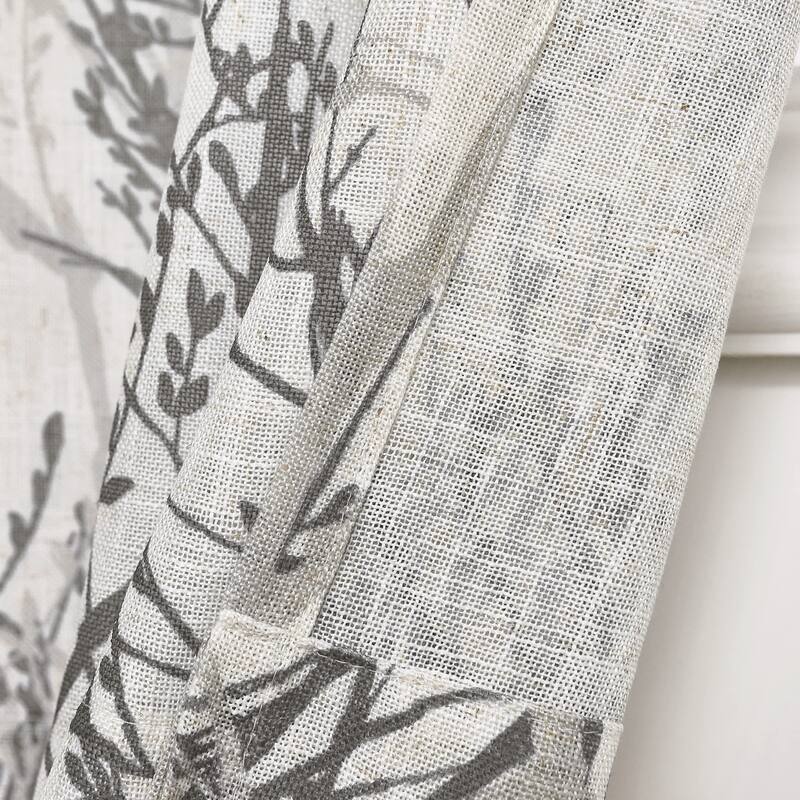 DriftAway Tree Branch Linen Blend Botanical Pattern 3 Pieces Semi Sheer Kitchen Set