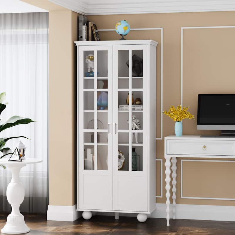 Storage Cabinet Multifunctional Storage Closet with Doors White/Black - 31.5"W x 72.3"H