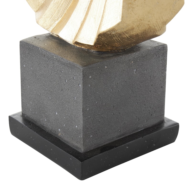 Polystone Dancer Decorative Sculpture with Black Square Base - Gold - Roche River Decor