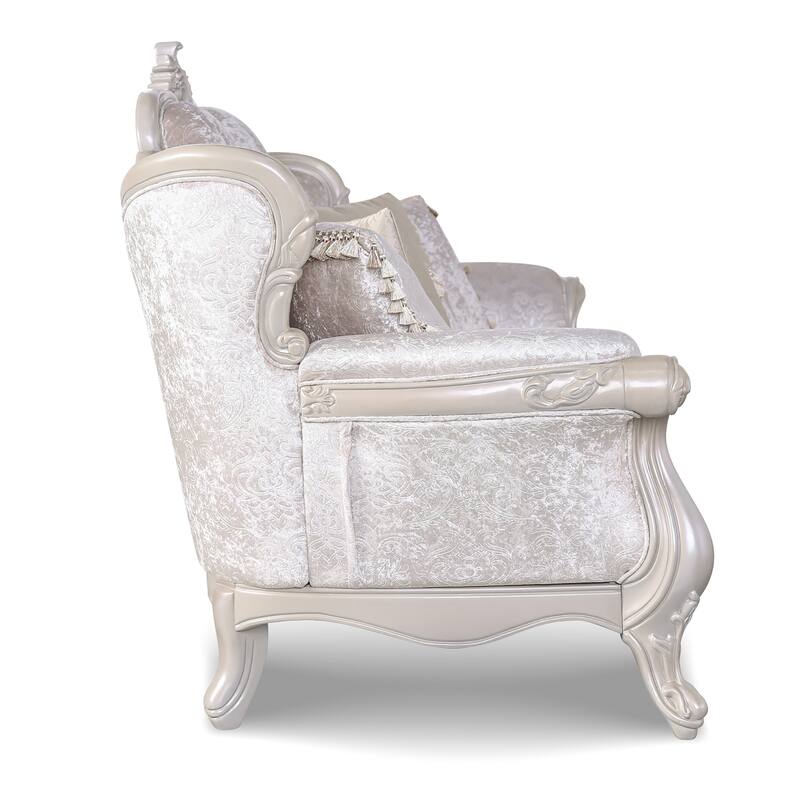 Furniture of America Clarissa Traditional Sofa Set with Button Tufted Back and Accent Pillow