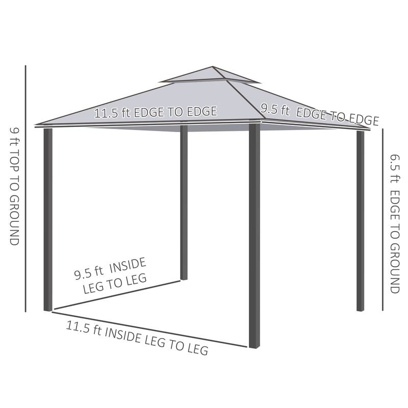 9.6' x 11.6' Patio Gazebo with 2-Tier Roof and Netting - Beige