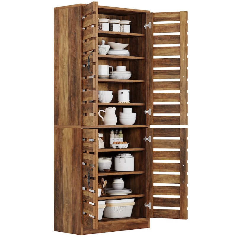 70.8" Tall Kitchen Pantry Storage Cabinet with 4-Door for Dining Room