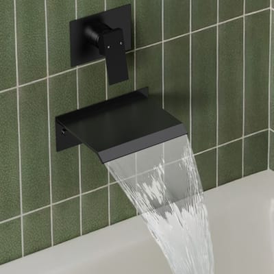 Single Handle Stainless Steel Wall Mount Waterfall Bathtub Faucet