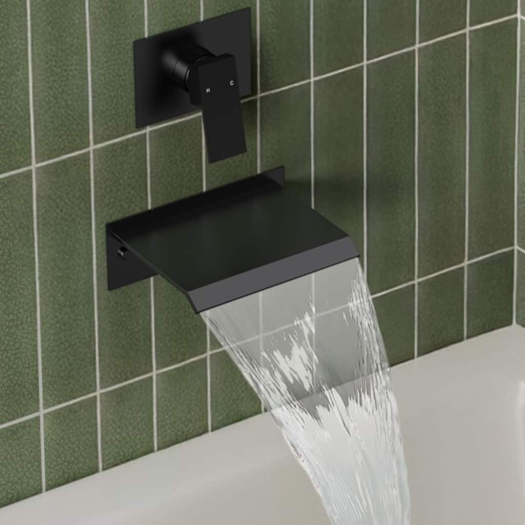 Single Handle Stainless Steel Wall Mount Waterfall Bathtub Faucet