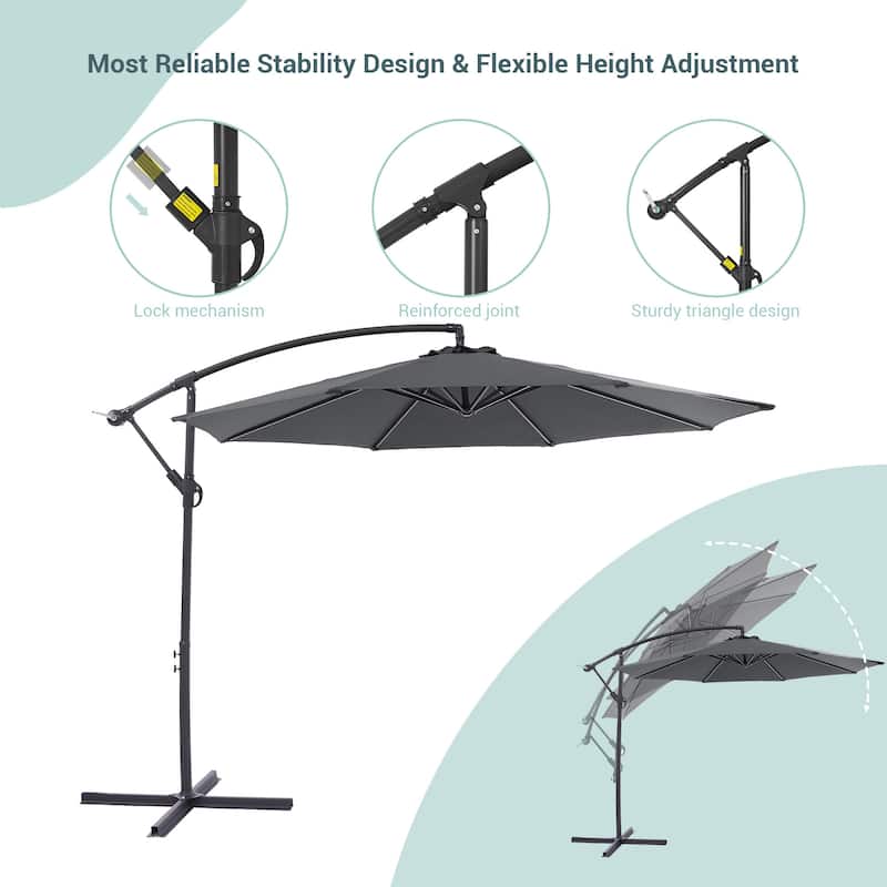 BONOSUKI 10ft Patio Umbrella,Hanging Market Umbrellas w/Tilt Adjustment