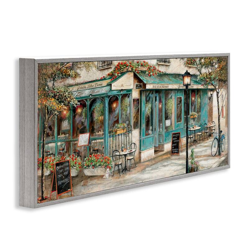 Stupell European City Streets Traditional Restaurant Architecture Sidewalk Scene Framed Wall Art