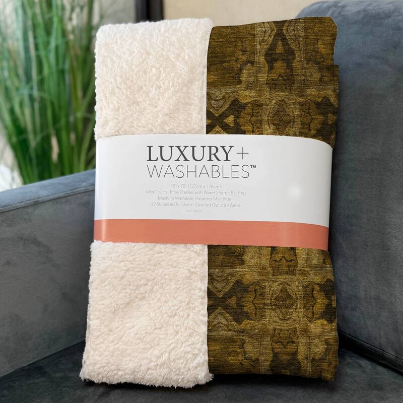 Premium Machine Washable Boho Moroccan Sherpa Throw Blanket