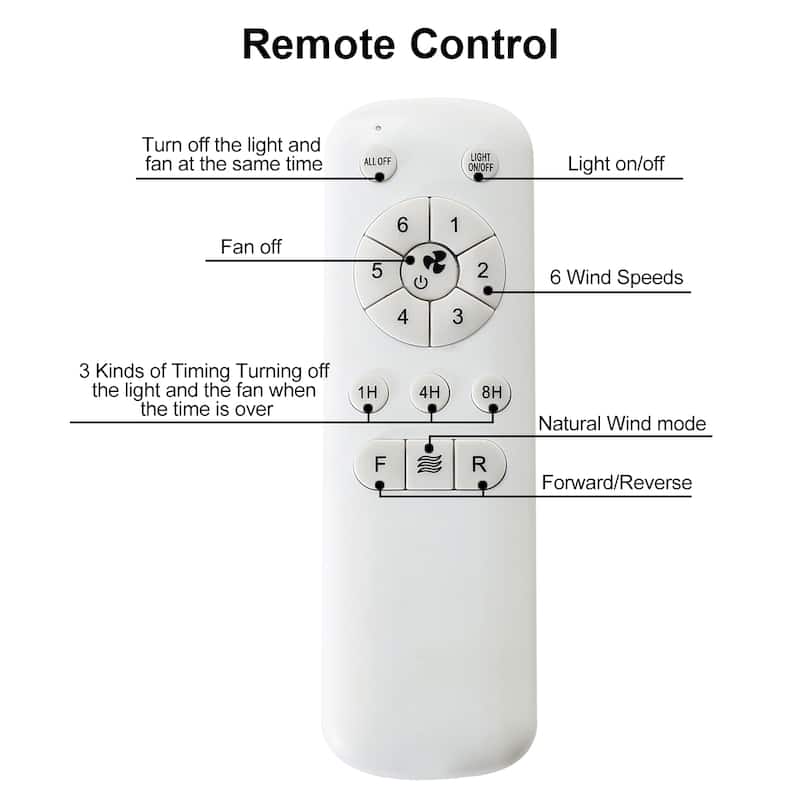 Modern 52 Inch Led Ceiling Fan With 110V 6 Speed Wind 5 Blades Remote Control Reversible DC Motor With Light