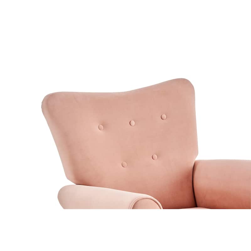Velvet Upholstered Glider Rocking Chair, Glider Rocking Chair with Fabric Seat, High Back Armchair with Wood Base