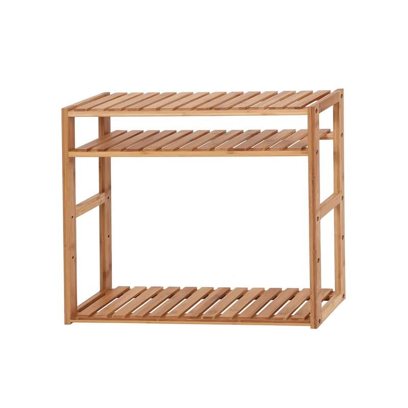 3-Tier Wall-Mountable Wicker Storage Shelf Space-Saving Adjustable Organizer for Bathroom Kitchen or Living Room