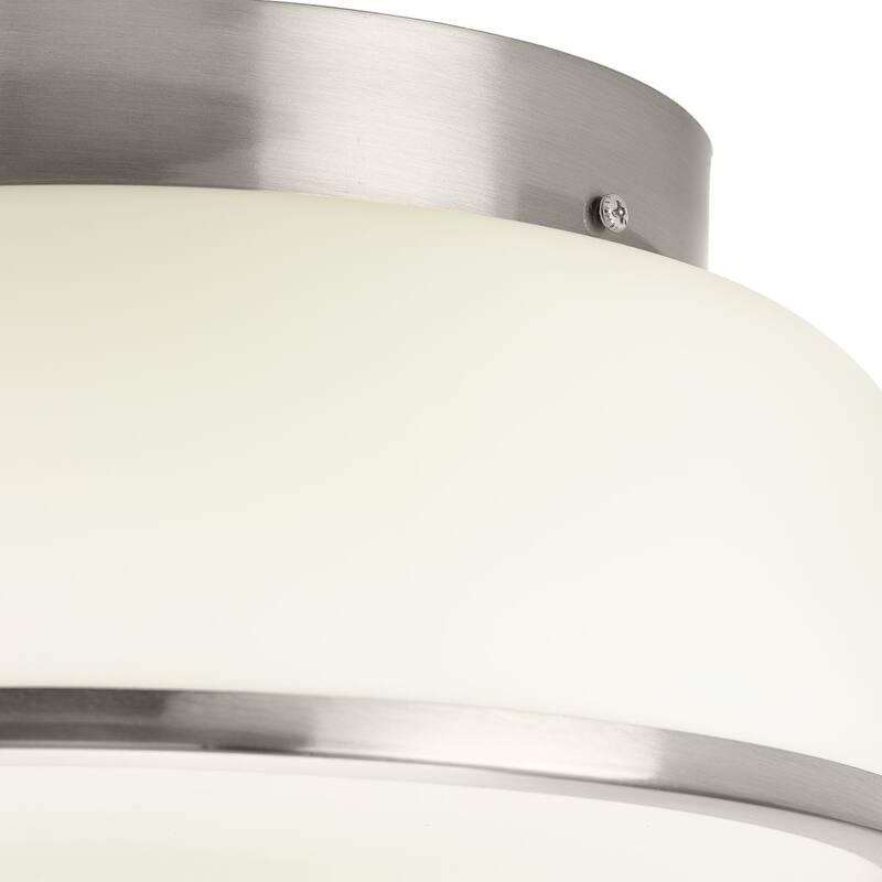 Parkhurst Collection Two-Light Brushed Nickel New Traditional 11-1 4" Flush Mount Light - 11.25 in x 11.25 in x 5.12 in