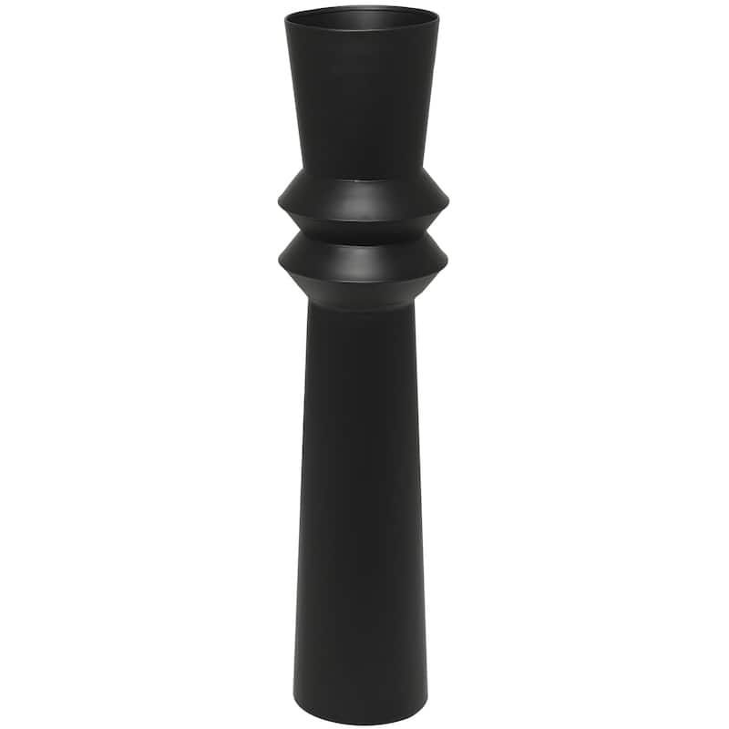 Metal Tall Art Deco Fluted Floor Decorative Vase - Black or Cream - Roche River Decor
