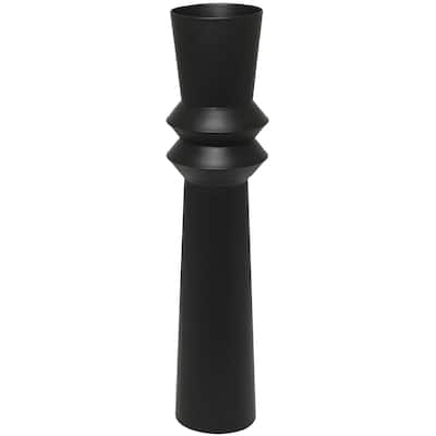 Metal Tall Art Deco Fluted Floor Decorative Vase - Black or Cream - Roche River Decor