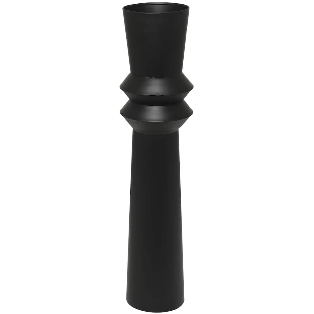 Metal Tall Art Deco Fluted Floor Decorative Vase - Black or Cream - Roche River Decor