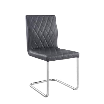 Melvin Grey and Chrome Side Chair with Sled Base (Set of 2)