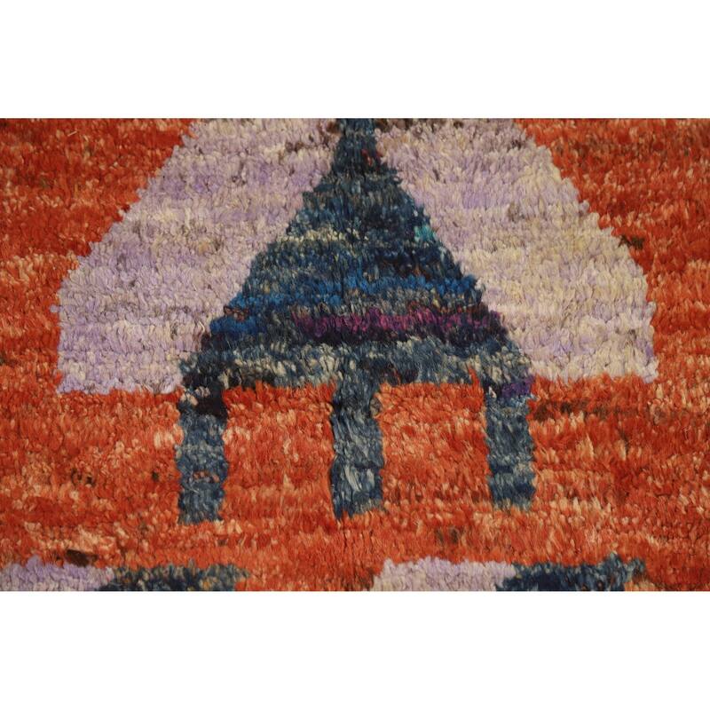 Orange Moroccan Oriental Area Rug Handmade Wool Carpet - 6'7" x 10'0"