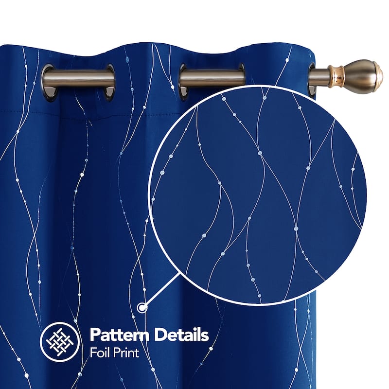 Deconovo Wave Line with Dots 42 Width Curtains Pair(2 Panel)