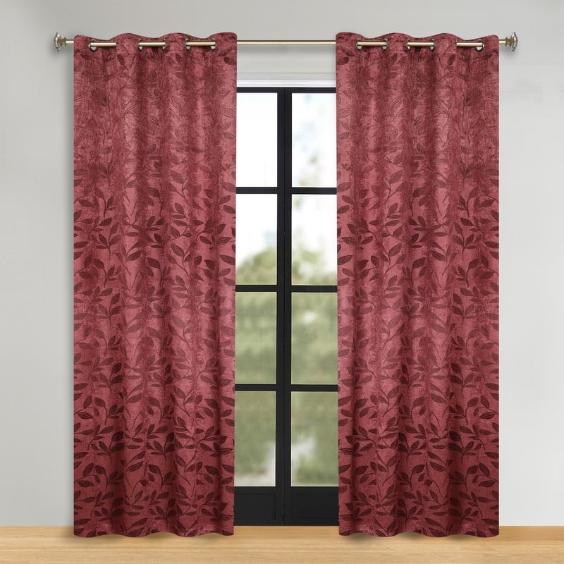 Superior Modern Bohemian Leaves Room Darkening Curtains with Grommets