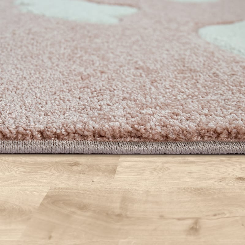 Kids Rug with Clouds in Pastel Colors for Children's Room or Nursery