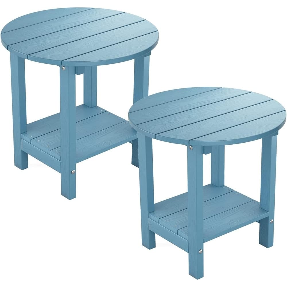 WINSOON All Weather HIPS Outdoor 2-Tier Outdoor Side Tables Adirondack Tables Set Of 2