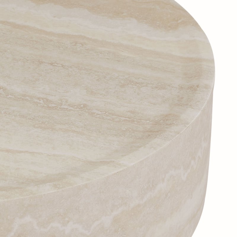 36in Black White Marble MDF Round Coffee Table Fully Assembled