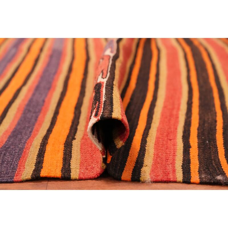 Hand Woven Oriental 100% Wool Carpet Southwestern Tribal Oranges & Rust Kilim Area Rug - 8' 11'' X 4' 6''