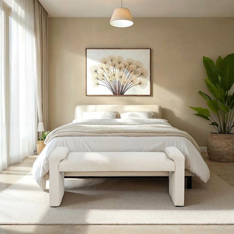 Linn Upholstered 50 Inch Bench - Cream