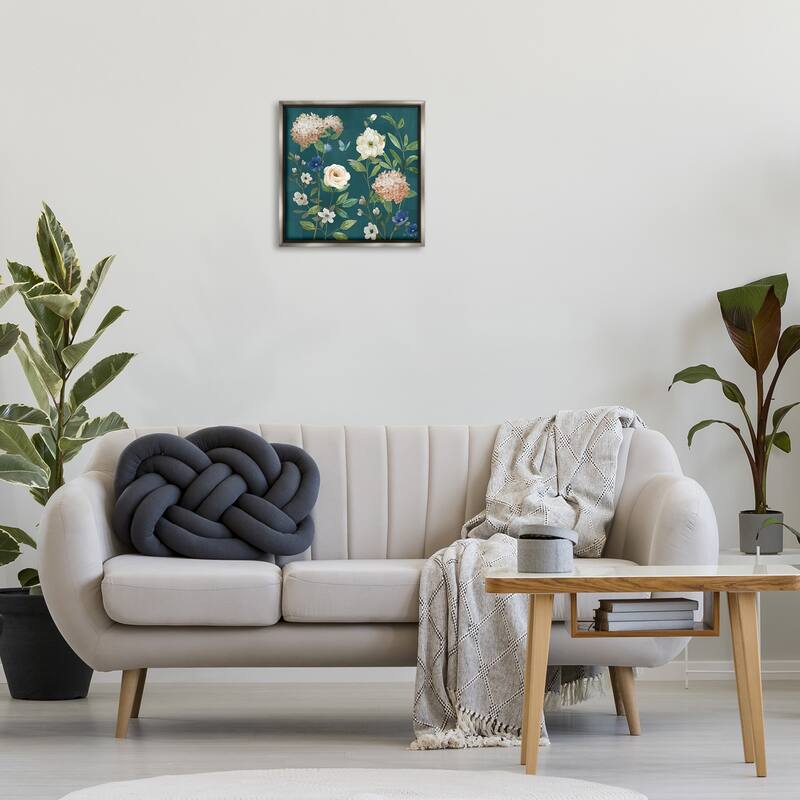 Stupell Bright Garden Blooms on Green Framed Floater Canvas Wall Art Design By Nan