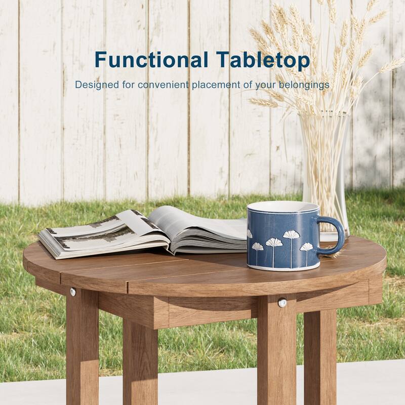 HDPE Outdoor Side Table, 220 lbs All-weather Patio End Table