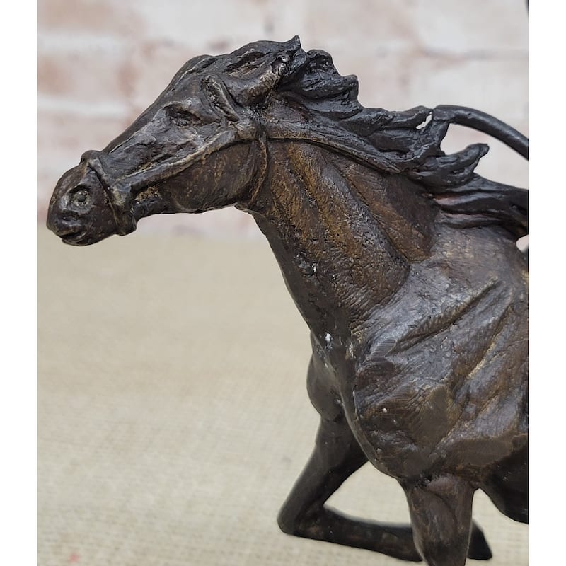 Bronze Metal Statue Sculpture Figure On Marble Base - Ranger Western Cowboy
