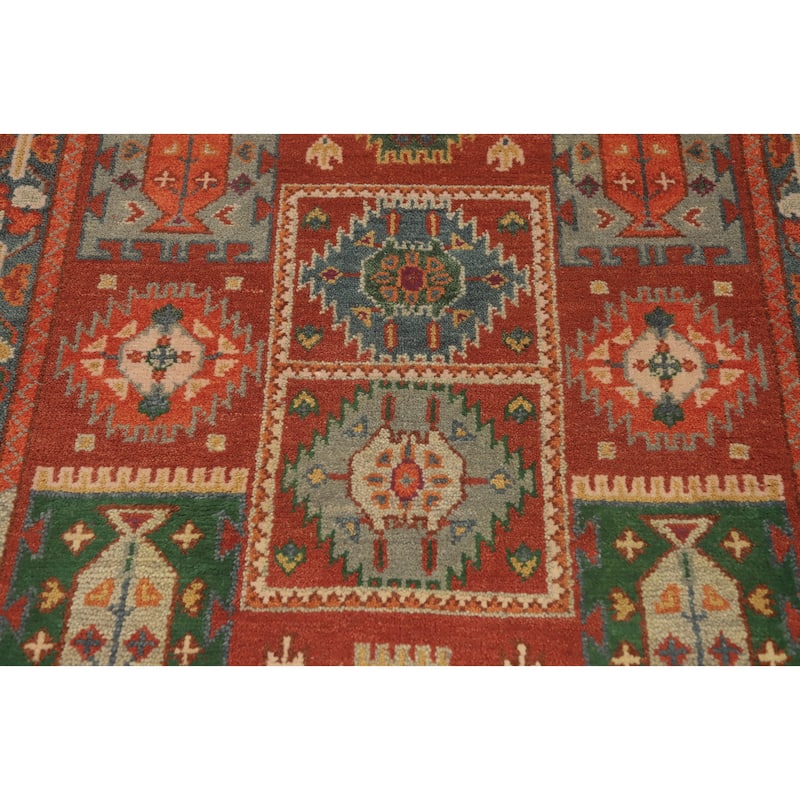Hand-knotted Traditional Wool Orange Geometric Area Rug Oriental Carpet - 6' 2'' X 4' 0''