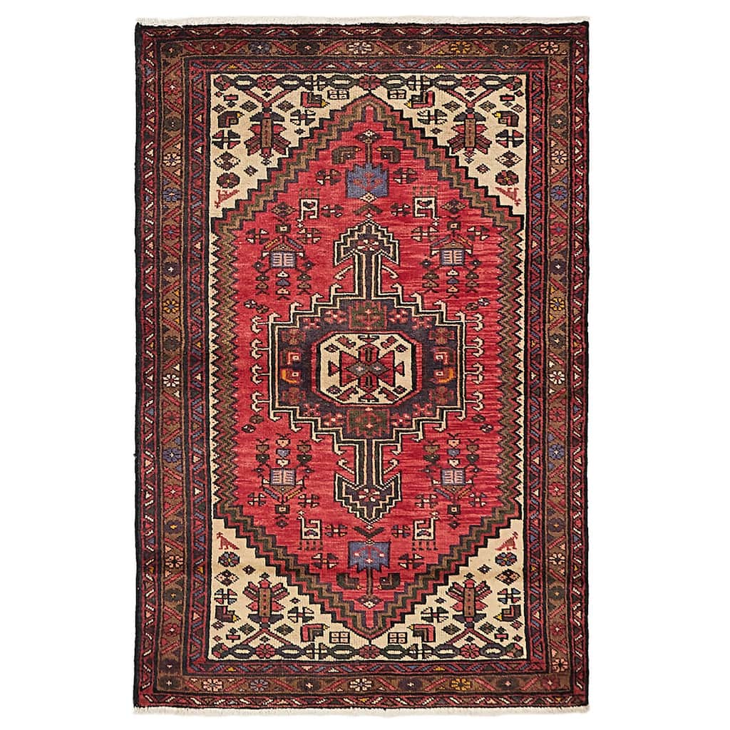 ECARPETGALLERY Hand-knotted Andelz Red Wool Rug - 3'3 x 4'11