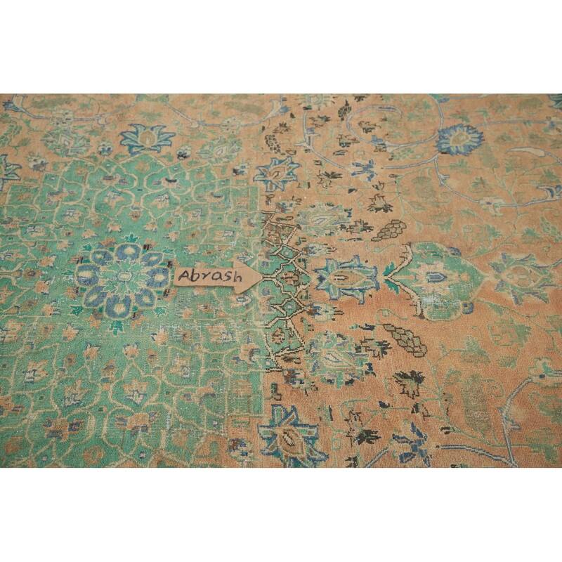 Hand Knotted Oriental 100% Wool Carpet Traditional Floral Peach Mashad Area Rug - 10' 7'' X 7' 1''