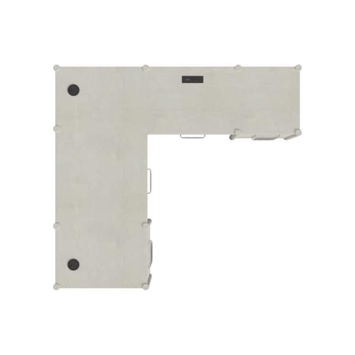 Executive Wood Double Pedestal L-Desk, Corner Table, Office Storage, White