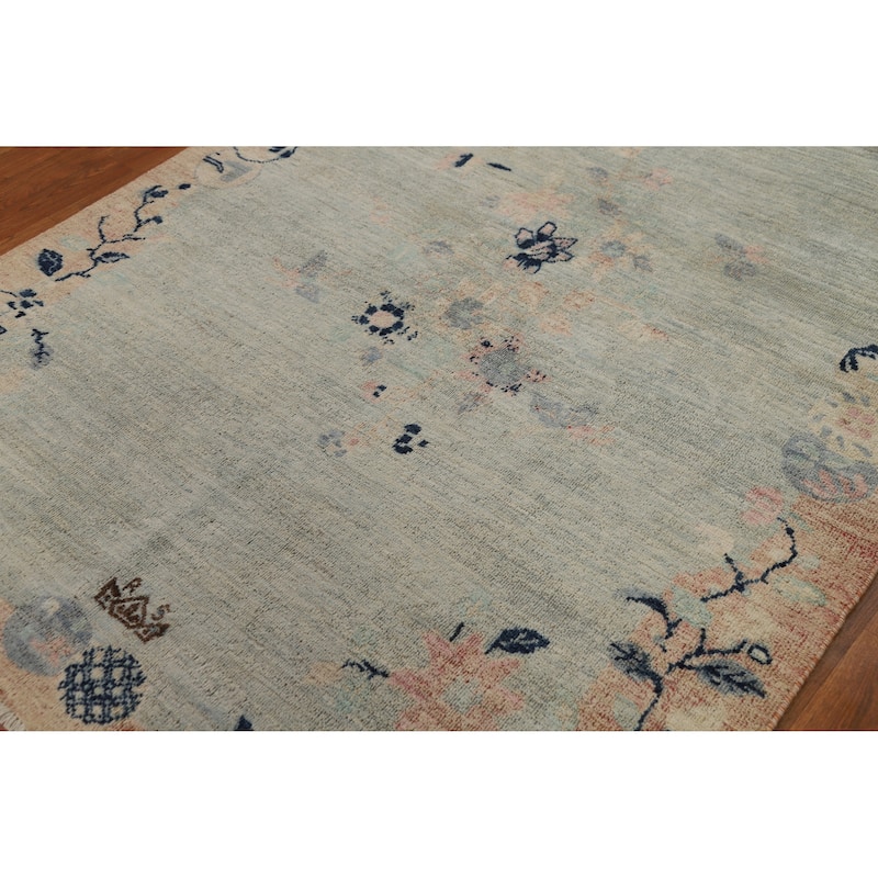 Art Deco Turkish Rug Vegetable Dye Hand-Knotted Wool Carpet - 5'0"x 7'0"