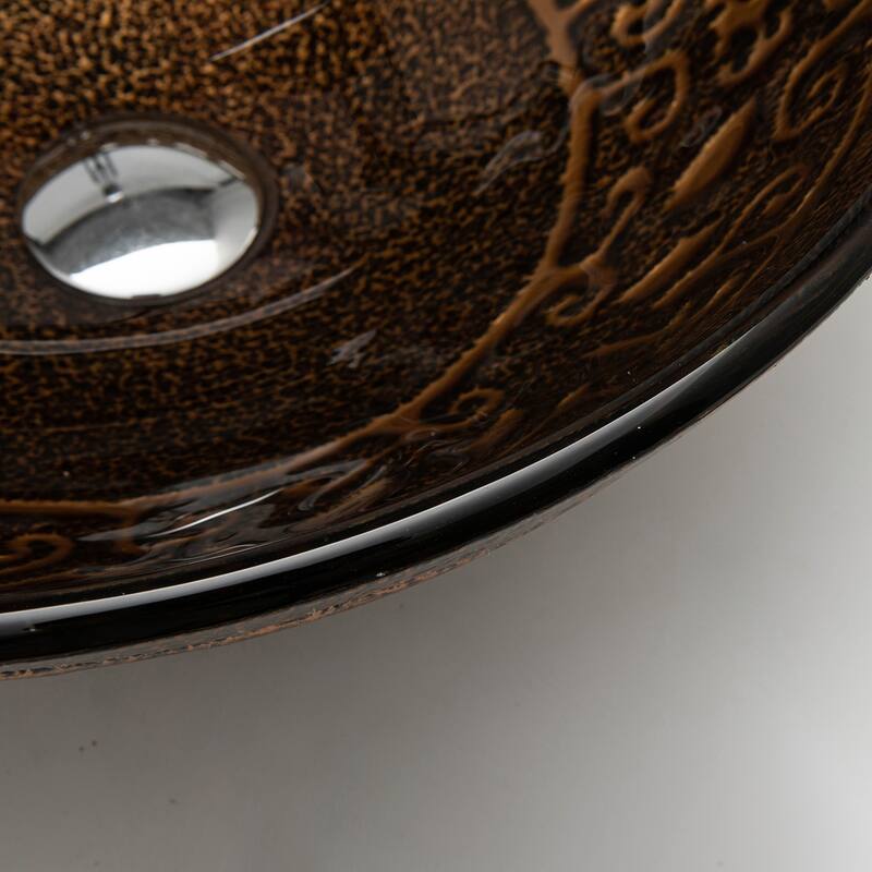 Vinnova Glass Circular Vessel Bathroom Sink without Faucet