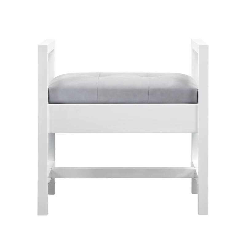 Addison 24.5" Upholsted Bench - 24.5 in. W x 15 in. D x 24.5 in. H - Glossy White
