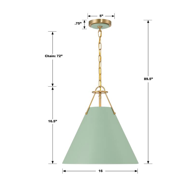 Xavier 3 Light Vibrant Gold and Green Pendant - 16"W x 16.5"H x 16"D