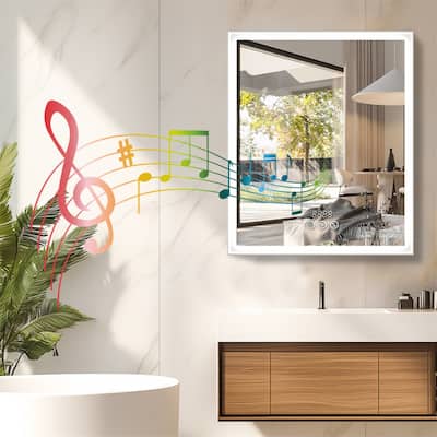 LED Bathroom Mirrored Cabinet w/Bluetooth Speaker, Large Demister