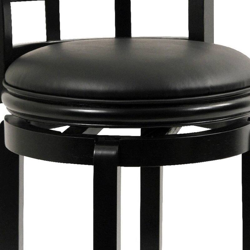 24 inch Swivel Counter Stool, Solid Wood - Black - 19.5 L x 18 W x 37.5 H Inches