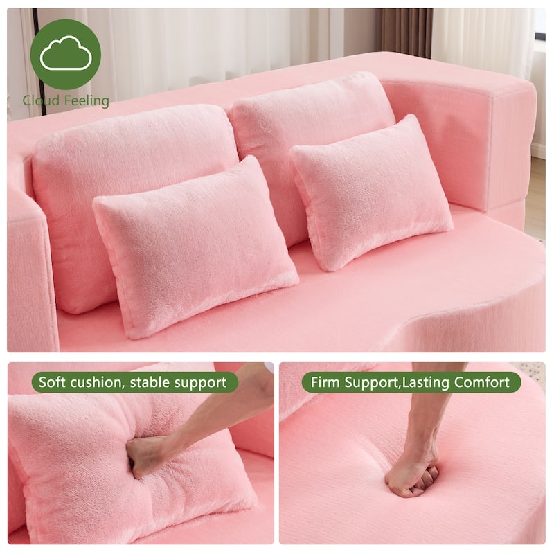 Queen Foldable Sleeper Sofa, Floor Couch Sofa Bed, High-Density Foam Convertible Lounge Sofa Loveseat
